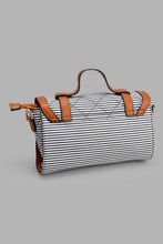 Load image into Gallery viewer, Redtag-Black-And-White-Nautical-Stripe-Cross-Body-Bag-Cross-Body-Bags-Women-