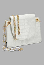 Load image into Gallery viewer, Redtag-White-With-Gold-Embellished-Chain-Eveining-Clutch-Clutches-Women-