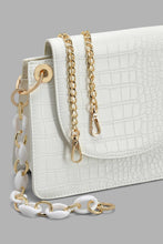 Load image into Gallery viewer, Redtag-White-With-Gold-Embellished-Chain-Eveining-Clutch-Clutches-Women-