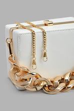تنزيل الصورة على معرض الصور، Redtag-White-With-Gold-Chain-Embellished-Evening-Clutch-Clutches-Women-
