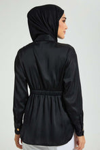 Load image into Gallery viewer, Redtag-Black-Satin-Belted-Shirt-Blouses-Women's-