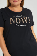 تنزيل الصورة على معرض الصور، Redtag-Black-Sequin-T-Shirt-Colour:Black,-Filter:Plus-Size,-LDP-T-Shirts,-New-In,-New-In-LDP,-Non-Sale,-S22B,-Section:Women,-TBL-Women's-