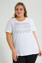 تنزيل الصورة على معرض الصور، Redtag-White-Sequin-T-Shirt-Colour:White,-Filter:Plus-Size,-LDP-T-Shirts,-New-In,-New-In-LDP,-Non-Sale,-S22B,-Section:Women,-TBL-Women's-