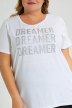 تنزيل الصورة على معرض الصور، Redtag-White-Sequin-T-Shirt-Colour:White,-Filter:Plus-Size,-LDP-T-Shirts,-New-In,-New-In-LDP,-Non-Sale,-S22B,-Section:Women,-TBL-Women's-