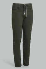 Load image into Gallery viewer, Redtag-Olive-Colored-Knit-Denim-Knit-Denim-Senior-Boys-9 to 14 Years