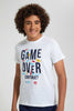 Redtag-White-Game-Over-Night-Suit-Pyjama-Sets-Senior-Boys-9 to 14 Years