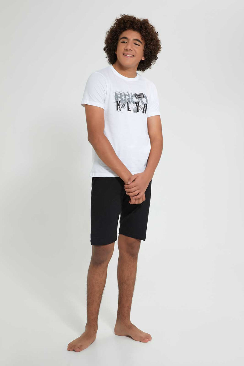 Redtag-White-Brooklyn-Night-Suit-Pyjama-Sets-Senior-Boys-9 to 14 Years