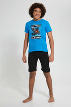تنزيل الصورة على معرض الصور، Redtag-Blue-Surfers-Night-Suit-Pyjama-Sets-Senior-Boys-9 to 14 Years