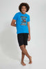 Redtag-Blue-Surfers-Night-Suit-Pyjama-Sets-Senior-Boys-9 to 14 Years