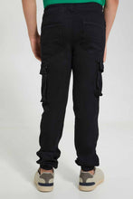 تنزيل الصورة على معرض الصور، Redtag-Black-Cargo-Knit-Denim-Knit-Denim-Senior-Boys-9 to 14 Years