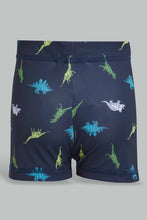 تنزيل الصورة على معرض الصور، Redtag-Navy-Dino-Print-Swimtrunk-Swim-Shorts-Boys-2 to 8 Years