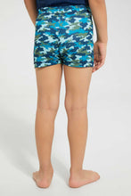 تنزيل الصورة على معرض الصور، Redtag-Blue-Print-Swimtrunk-Swim-Shorts-Boys-2 to 8 Years