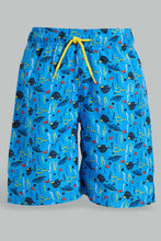 تنزيل الصورة على معرض الصور، Redtag-Blue-Seamonster-Swimshort-Swim-Shorts-Boys-2 to 8 Years