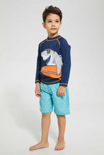 تنزيل الصورة على معرض الصور، Redtag-Blue-Shark-Swimshort-Swim-Shorts-Boys-2 to 8 Years
