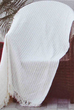 تنزيل الصورة على معرض الصور، Redtag-Ivory/Gold-Textured-Stripe-Throw-With-Fringles-Throws-Home-Bedroom-