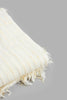 Redtag-Ivory/Gold-Textured-Stripe-Throw-With-Fringles-Throws-Home-Bedroom-
