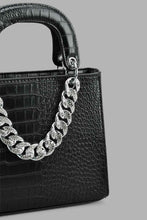 Load image into Gallery viewer, Redtag-Black-Croc-Textured-Day-Bag-Day-Bags-Women-