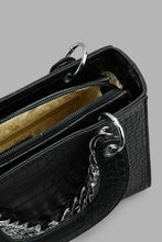 Load image into Gallery viewer, Redtag-Black-Croc-Textured-Day-Bag-Day-Bags-Women-