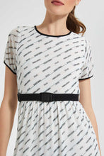 تنزيل الصورة على معرض الصور، Redtag-White-Printed-Long-Dress-With-Belt-Dresses-Women's-