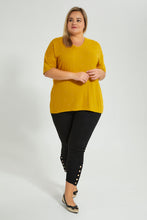 Load image into Gallery viewer, Redtag-Yellow-Allover-Studs-T-Shirt-Colour:Yellow,-Filter:Plus-Size,-LDP-T-Shirts,-New-In,-New-In-LDP,-Non-Sale,-S22B,-Section:Women-Women's-
