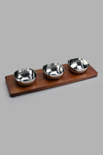 Load image into Gallery viewer, Redtag-Silver-Hammered-Bowl-Set-With-Wooden-Base-Category:Bowls,-Colour:Silver,-Filter:Home-Dining,-HMW-DIN-Sew-Serveware,-New-In,-New-In-HMW-DIN,-Non-Sale,-PERIGOLD,-S22C,-Section:Homewares-Home-Dining-