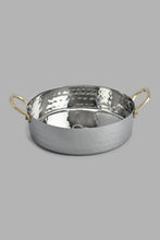 Load image into Gallery viewer, Redtag-Silver-Hammered-Bowl-With-Gold-Brass-Handles-With-Wooden-Base-Category:Bowls,-Colour:Silver,-Filter:Home-Dining,-HMW-DIN-Sew-Serveware,-New-In,-New-In-HMW-DIN,-Non-Sale,-PERIGOLD,-S22C,-Section:Homewares-Home-Dining-