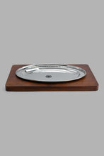 Load image into Gallery viewer, Redtag-Silver-Hammered-Tray-With-Wooden-Base-Category:Plates,-Colour:Silver,-Filter:Home-Dining,-HMW-DIN-Sew-Serveware,-New-In,-New-In-HMW-DIN,-Non-Sale,-PERIGOLD,-S22C,-Section:Homewares-Home-Dining-