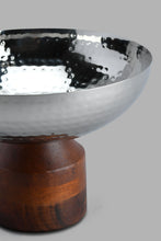 Load image into Gallery viewer, Redtag-Silver-Hammered-Bowl-With-Wooden-Stand-Category:Bowls,-Colour:Silver,-Filter:Home-Dining,-HMW-DIN-Sew-Serveware,-New-In,-New-In-HMW-DIN,-Non-Sale,-PERIGOLD,-S22C,-Section:Homewares-Home-Dining-
