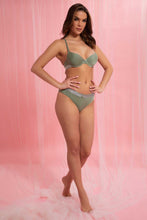 Load image into Gallery viewer, Redtag-Pale-Green-Sage-Plain-Plunge-Padded-Bra-Plunge-Bras-Women's-