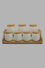 Load image into Gallery viewer, Redtag-White-Stripe-Canister-Set-Wiith-Stand-(8-Piece)-Category:Canisters-And-Jars,-Colour:White,-Filter:Home-Dining,-HMW-DIN-Storage,-New-In,-New-In-HMW-DIN,-Non-Sale,-S22C,-Section:Homewares-Home-Dining-