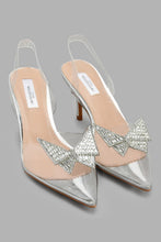 Load image into Gallery viewer, Redtag-Silver-Mule-With-Diamente-Court-Shoes-Women's-