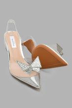 Load image into Gallery viewer, Redtag-Silver-Mule-With-Diamente-Court-Shoes-Women's-