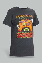 تنزيل الصورة على معرض الصور، Redtag-Charcoal-Scary-Game-Skills-T-Shirt-All-Over-Prints-Senior-Boys-9 to 14 Years