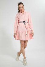 Load image into Gallery viewer, Redtag-Pink-Tiered-Dress-With-Belt-Dresses-Women's-