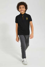 تنزيل الصورة على معرض الصور، Redtag-Black-Embroidered-Polo-Polo-Shirts-Boys-2 to 8 Years