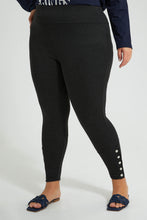 Load image into Gallery viewer, Redtag-Charcoal-Legging-With-Buttons-At-Hem-Colour:Charcoal,-Filter:Plus-Size,-LDP-Leggings,-New-In,-New-In-LDP,-Non-Sale,-S22B,-Section:Women,-TBL-Women's-