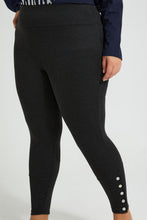 Load image into Gallery viewer, Redtag-Charcoal-Legging-With-Buttons-At-Hem-Colour:Charcoal,-Filter:Plus-Size,-LDP-Leggings,-New-In,-New-In-LDP,-Non-Sale,-S22B,-Section:Women,-TBL-Women's-