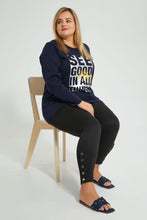 Load image into Gallery viewer, Redtag-Charcoal-Legging-With-Buttons-At-Hem-Colour:Charcoal,-Filter:Plus-Size,-LDP-Leggings,-New-In,-New-In-LDP,-Non-Sale,-S22B,-Section:Women,-TBL-Women's-