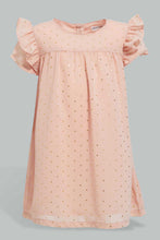 تنزيل الصورة على معرض الصور، Redtag-Gold-Foil-Print-Polka-Aop-Front-Gather-Dress-Dresses-Infant-Girls-3 to 24 Months