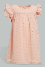 تنزيل الصورة على معرض الصور، Redtag-Gold-Foil-Print-Polka-Aop-Front-Gather-Dress-Dresses-Infant-Girls-3 to 24 Months