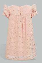 تنزيل الصورة على معرض الصور، Redtag-Gold-Foil-Print-Polka-Aop-Front-Gather-Dress-Dresses-Infant-Girls-3 to 24 Months