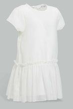 تنزيل الصورة على معرض الصور، Redtag-Ivory-Frill-Hem-Dress-Dresses-Infant-Girls-3 to 24 Months