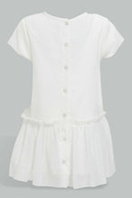 تنزيل الصورة على معرض الصور، Redtag-Ivory-Frill-Hem-Dress-Dresses-Infant-Girls-3 to 24 Months