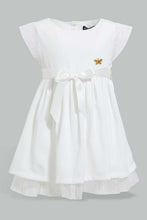 تنزيل الصورة على معرض الصور، Redtag-Ivory-Mesh-Sleeves-And-Hem-Dress-Dresses-Infant-Girls-3 to 24 Months