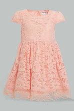 تنزيل الصورة على معرض الصور، Redtag-Coral-Lace-Gather-Waist-Dress-Dresses-Infant-Girls-3 to 24 Months