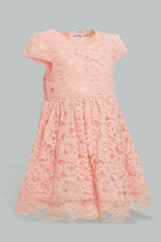 تنزيل الصورة على معرض الصور، Redtag-Coral-Lace-Gather-Waist-Dress-Dresses-Infant-Girls-3 to 24 Months