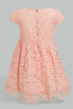 تنزيل الصورة على معرض الصور، Redtag-Coral-Lace-Gather-Waist-Dress-Dresses-Infant-Girls-3 to 24 Months