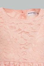 تنزيل الصورة على معرض الصور، Redtag-Coral-Lace-Gather-Waist-Dress-Dresses-Infant-Girls-3 to 24 Months