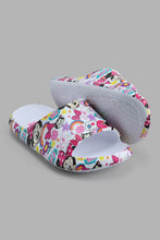 تنزيل الصورة على معرض الصور، Redtag-White-Minne-Character-Print-Slide-Slides-Girls-3 to 5 Years