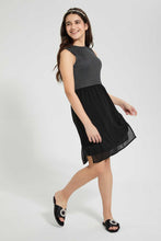 تنزيل الصورة على معرض الصور، Redtag-Black/Silver-Mettalic-Dress-Dresses-Senior-Girls-9 to 14 Years